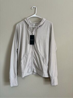 Fabletics Cloud Jersey Full Zip Hoodie in Light Sand Heather size large NEW